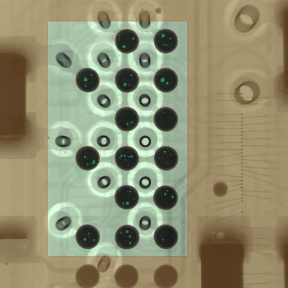X-ray设备检测焊料孔隙-绿色高亮显示