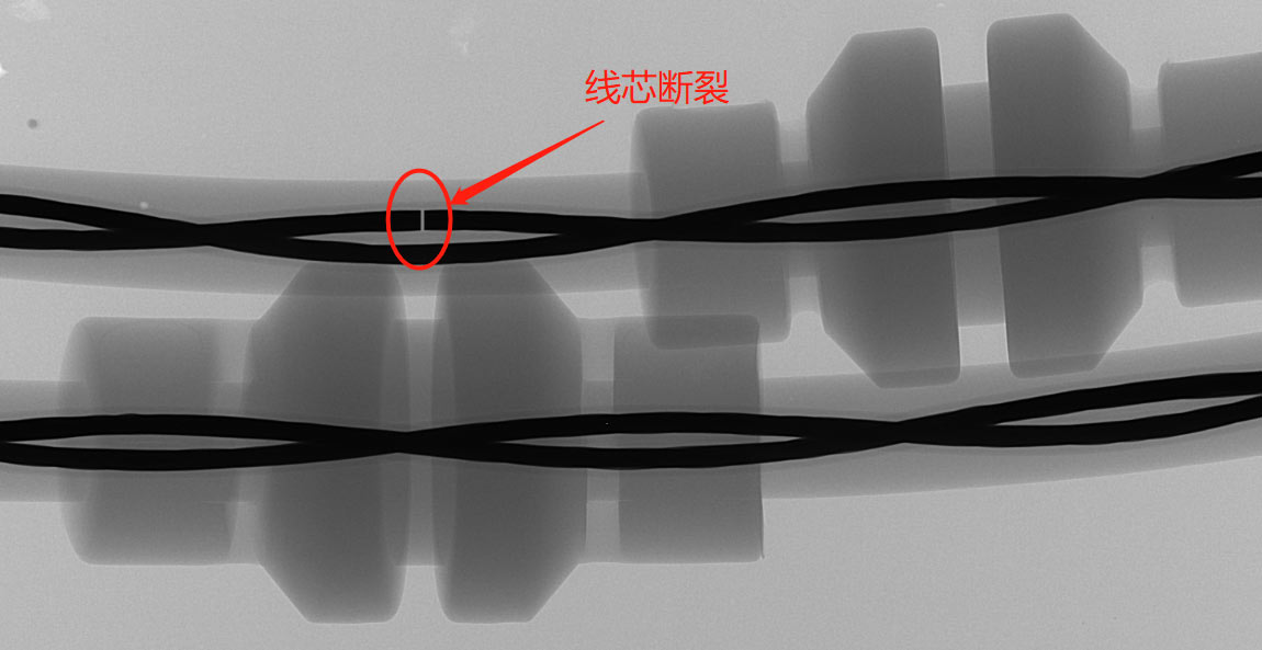 X-RAY检测电源数据线内部线芯断裂的实际案例